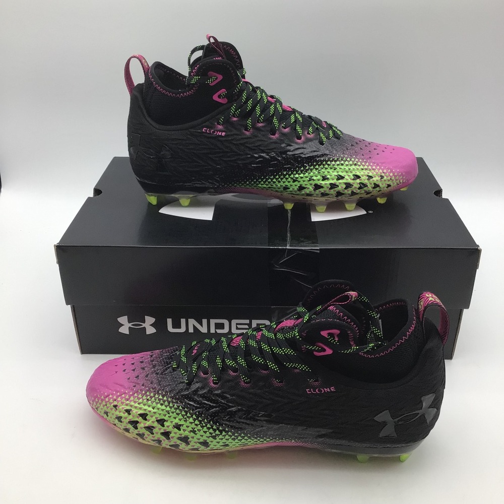 Under Armour Spotlight‎ Clone 3.0 MC Football Cleats Black Pink Green Size 11.5